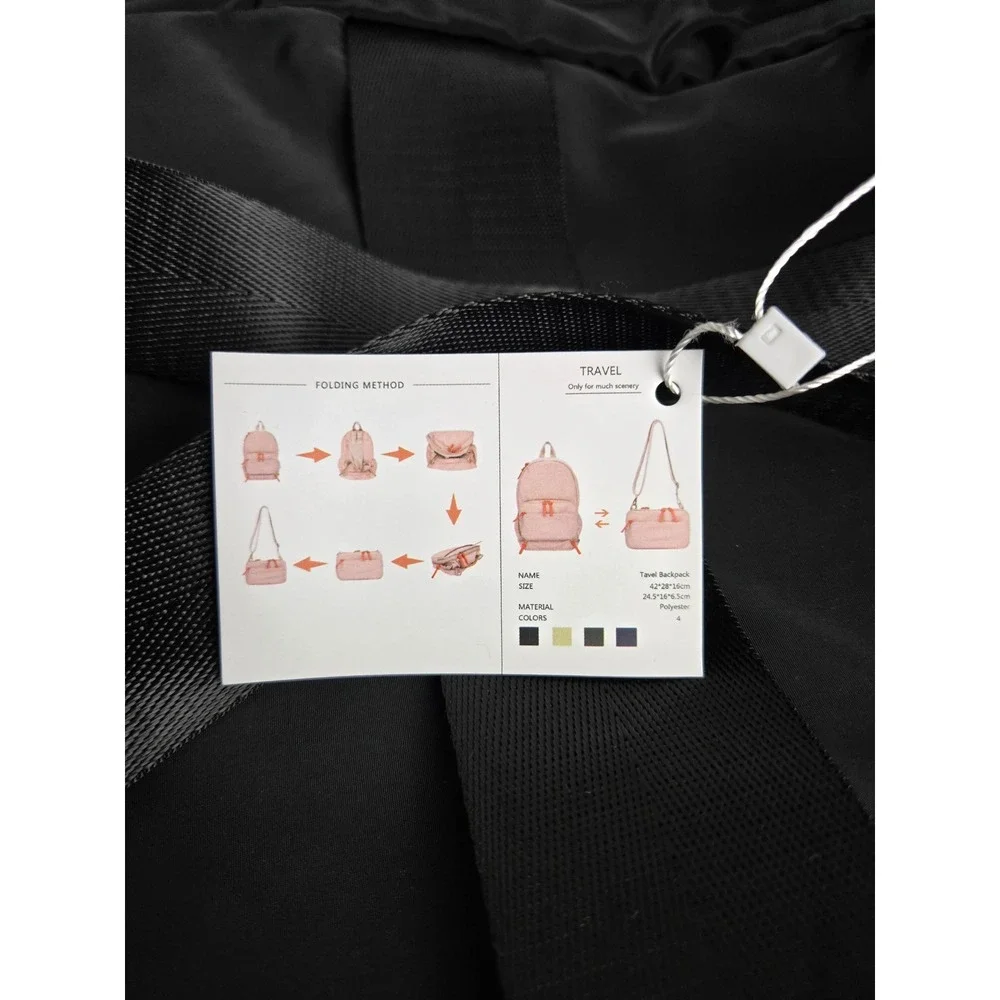 Heart Love Black Nylon Backpack Travel Bag with Trolley Sleeve and Multi Pockets